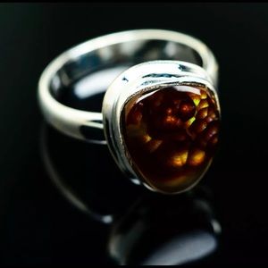 New Mexican Fire Agate .925 Silver Ring in Size 7